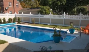 Pool Fence vinyl pool fence tan 300x175